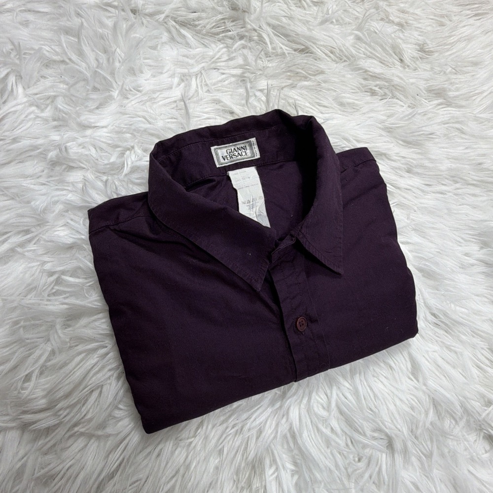 Vintage GIANNI VERSACE Shirt Mens XL 56 EU Dark Magenta Italy Cotton 80s RARE!